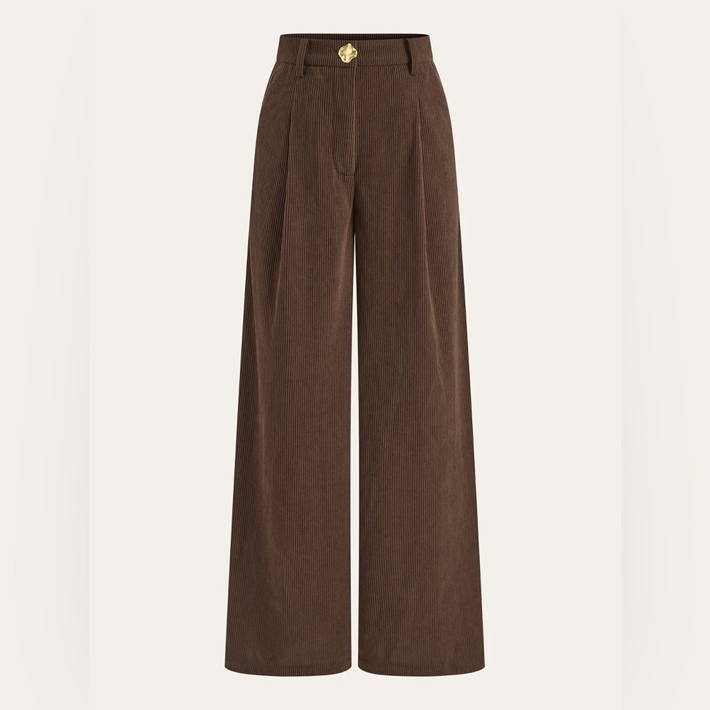 Commense Corduroy Wide-Leg Pleated Pants